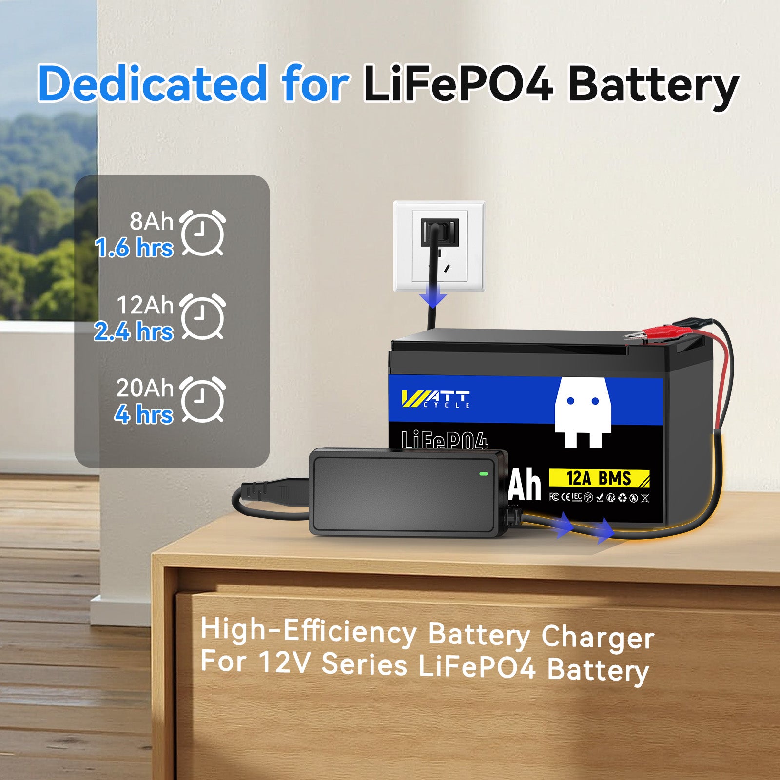 14.6V 5A LiFePO4 Battery Charger with Plastic Shell - Fast Charging for Electric Bikes, Scooters, and Power Tools | Durable & Safe Lithium Iron Phosphate Charger