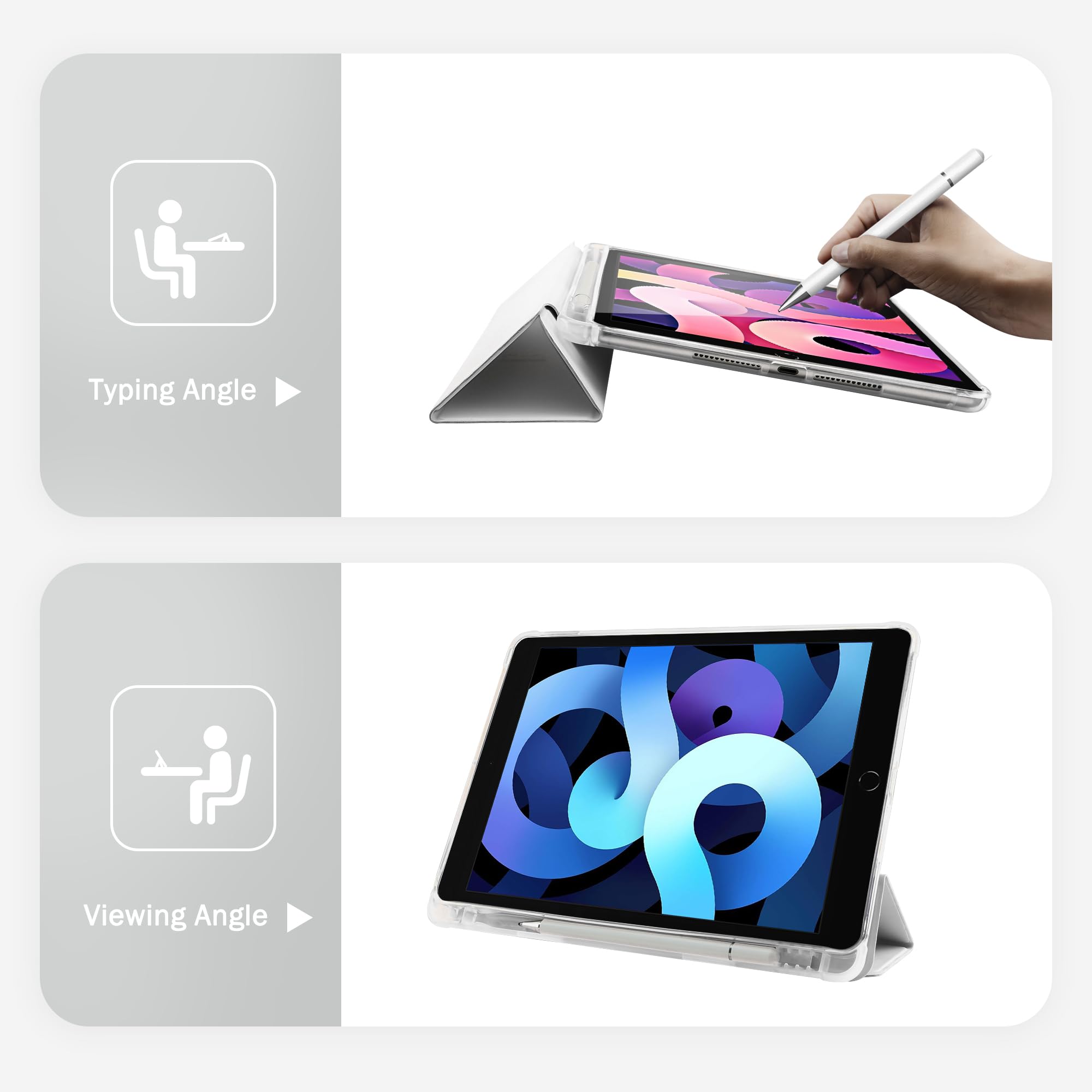 Cute Pink Heart iPad Case for iPad Air 4/5 (10.9 Inch) - Lightweight Trifold Stand Cover with Pencil Holder, Shockproof & Anti-Scratch Protection | Perfect for School, Work & Travel (Model A2325 A2588)
