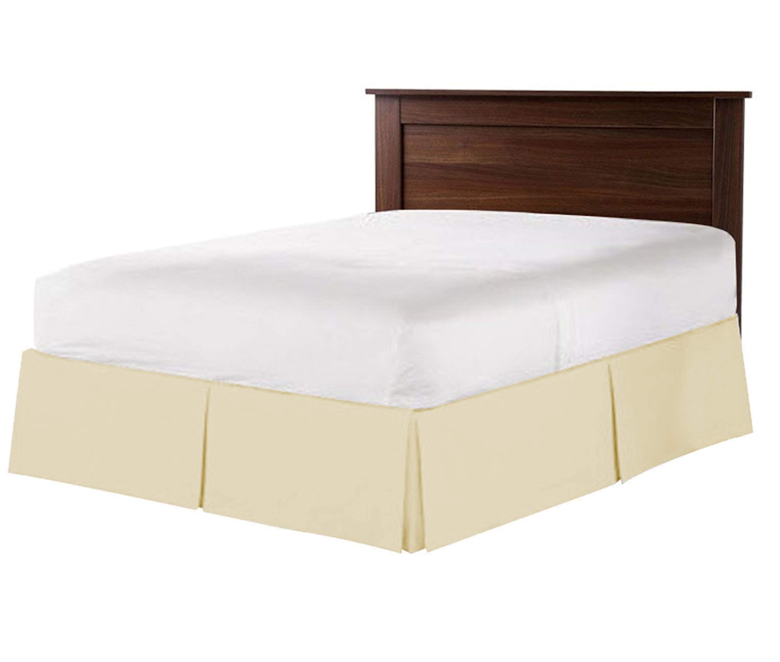 Premium 100% Egyptian Cotton 800 TC Box Pleated Bed Skirt - Split Corner Design for Short Queen Size (18