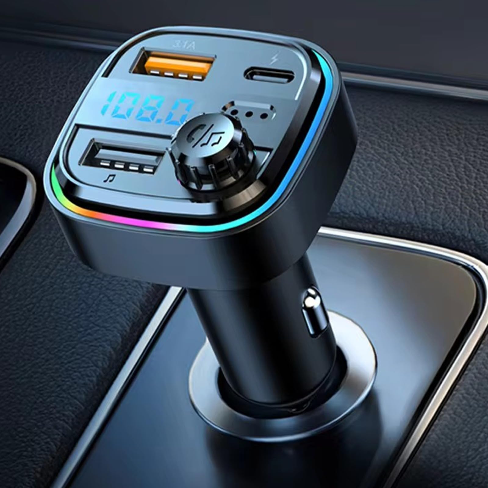 SDMAX Bluetooth Car Adapter with FM Transmitter & MP3 Player - Wireless Car Audio Receiver with LED Display, Hands-Free Calling & Dual USB Charging Ports - Perfect for Road Trips, Commuting and Hands-Free Driving