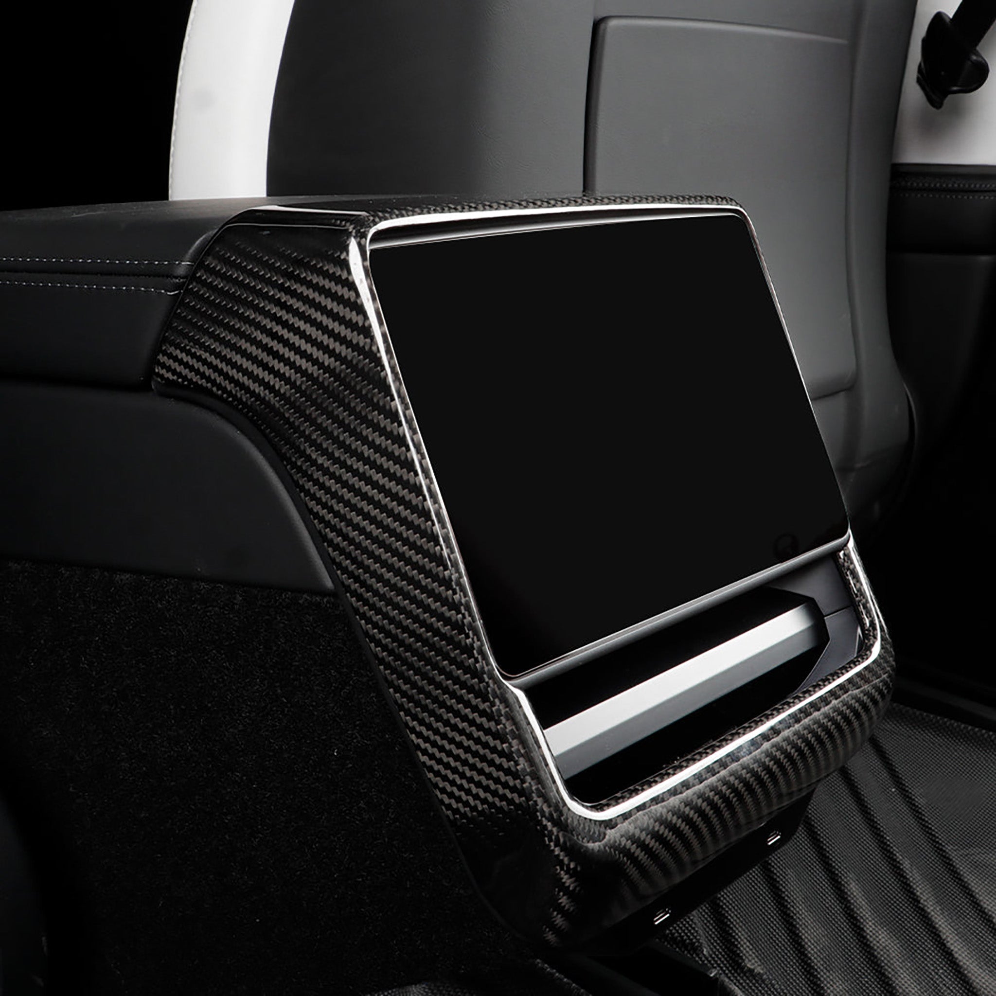 2024+ Tesla Model 3 Highland Real Carbon Fiber Rear Screen Frame Trim - 1x1 Plain Weave Carbon Fiber Car Interior Accessory for Luxury Upgrade & Stylish Protection
