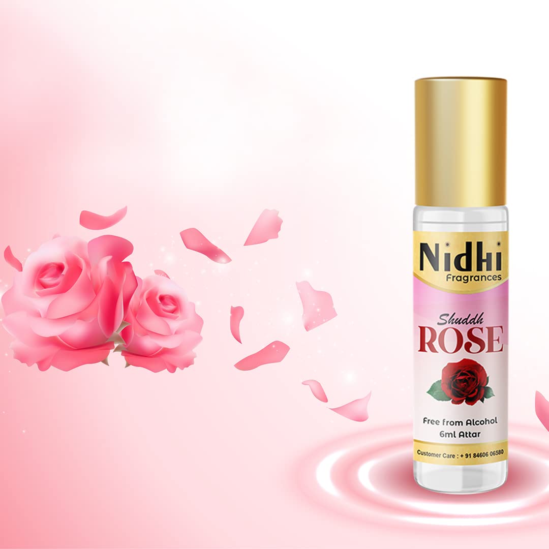 Pure Nidhi Herbal Suddh Rose Perfume Attar for Men & Women - 12ml Floral Fragrance for Daily Wear, Special Occasions & Aromatherapy