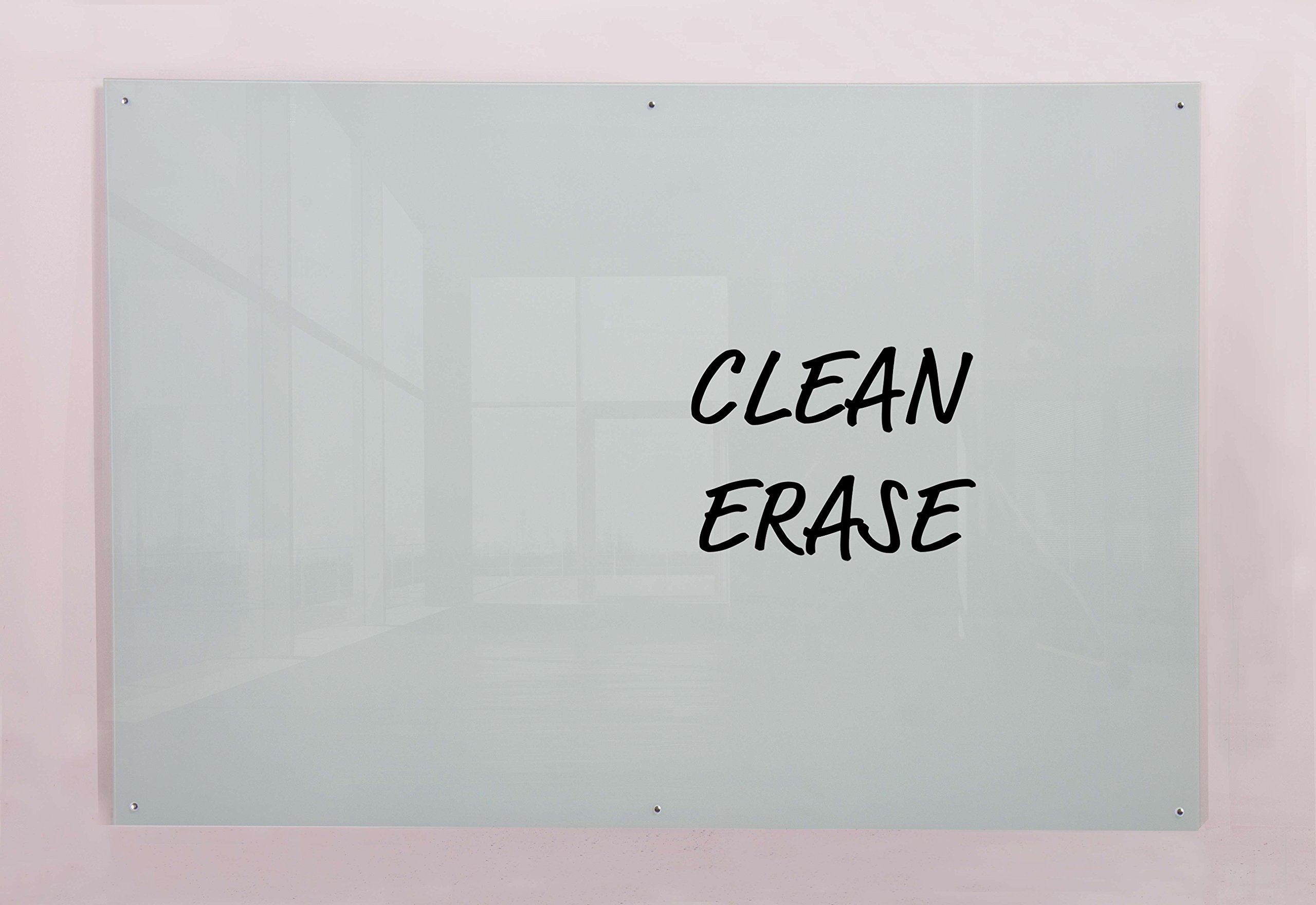 Smith & Oliver Frameless Frosted Glass Dry Erase Board - 3' x 4' Whiteboard with Included Pens, Household Magnets & Erasers - Infinity Series for Home Office, Kitchen & Classroom Organization