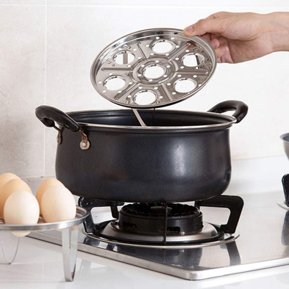 DOITOOL 2-Piece Stainless Steel Egg Steamer Rack Set - Round Steam Rack Stand for Cooking, Boiling & Poaching Eggs - Perfect for Kitchen, Camping & Meal Prep