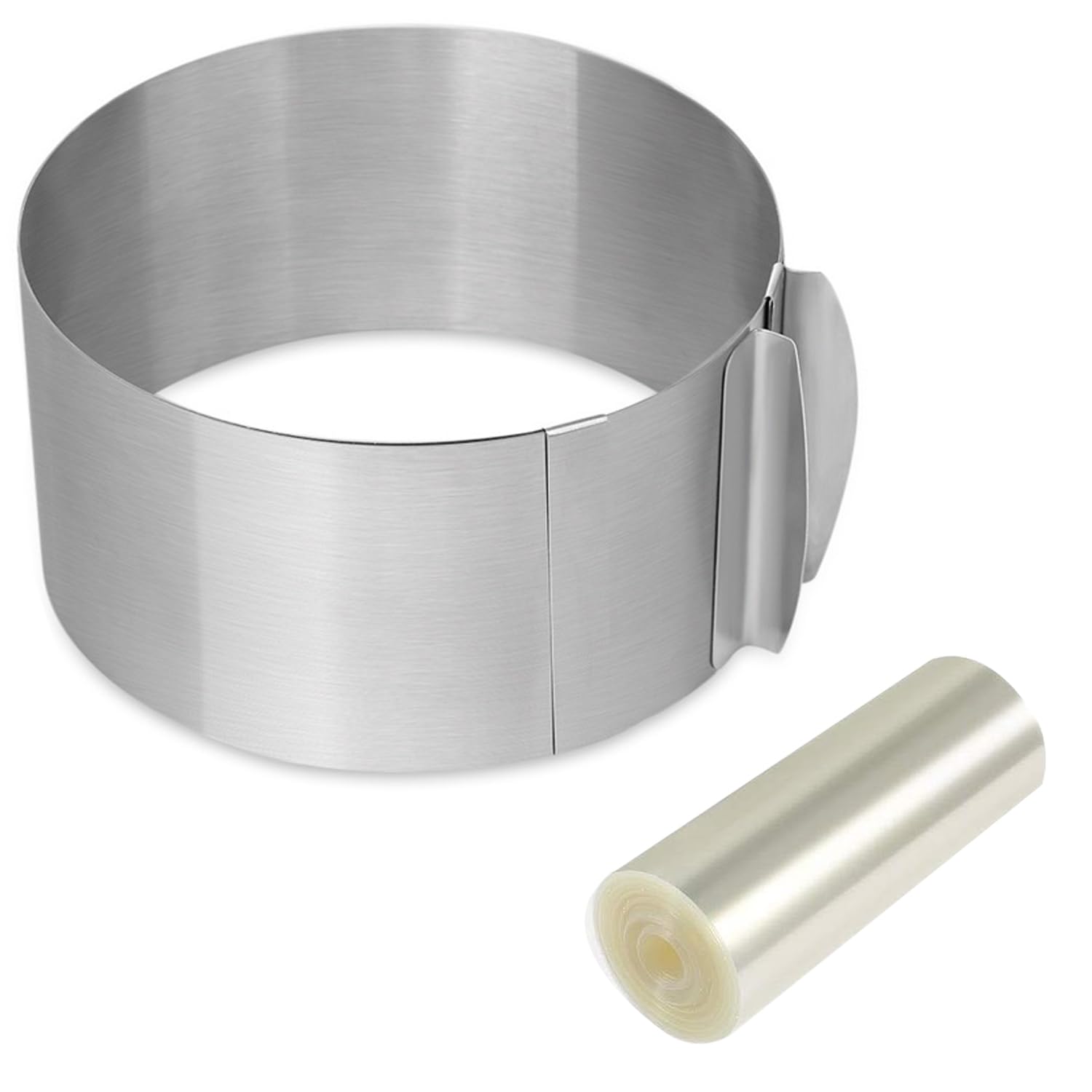 Premium Stainless Steel Cake Rings & Clear Acetate Collar Set - Adjustable 6-12 Inch Round Mousse Molds for Professional Baking - Includes 5.5