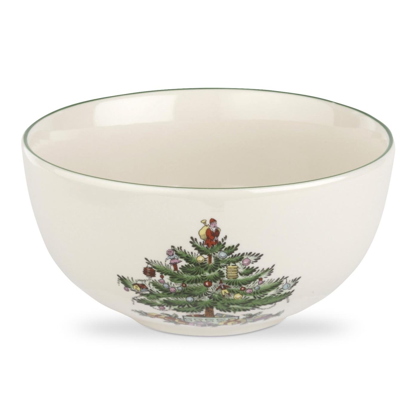 Spode Christmas Tree 5.5-Inch Fruit Salad Bowl Set of 4 - Classic Holiday Earthenware Serving Bowls for Cereal, Dessert, Christmas Treats - Microwave, Dishwasher & Oven Safe Tableware - Perfect for Holiday Parties, Family Gatherings & Festive Dining Decor