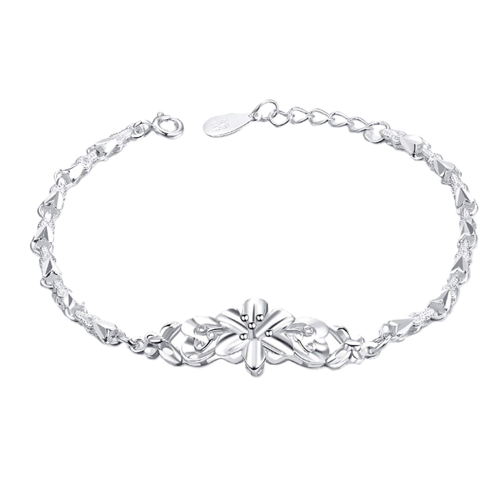 Hislaves Adjustable Flower Chain Bangle Bracelet for Women - Elegant Fashion Jewelry Accessory for Valentine's Day, Anniversary, Wedding & Everyday Wear