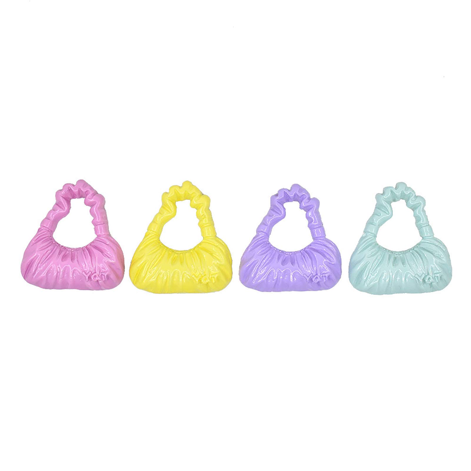 4Pcs Mini Resin Dollhouse Shoulder Bags - DIY Simulation Handbag Toys for Kids, Random Colors - Perfect for Dollhouse Decor & Pretend Play Gifts