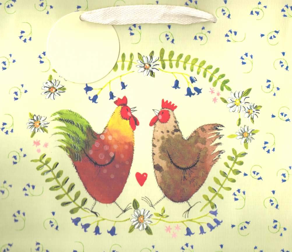 Alex Clark Art Chicken Gift Bags - Set of 3 Reusable Cotton Tote Bags with Gift Tags | Perfect for Birthday, Mother's Day & Housewarming Presents