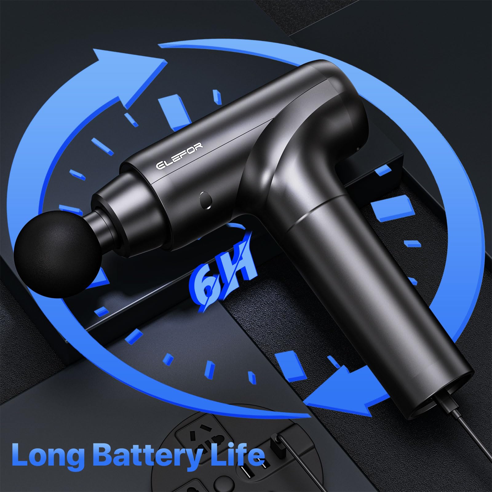 Deep Tissue Massage Gun for Athletes - Percussion Muscle Massager with 8 Attachments & 20 Speed Levels for Pain Relief - Matte Black - Perfect for Post-Workout Recovery & Muscle Therapy
