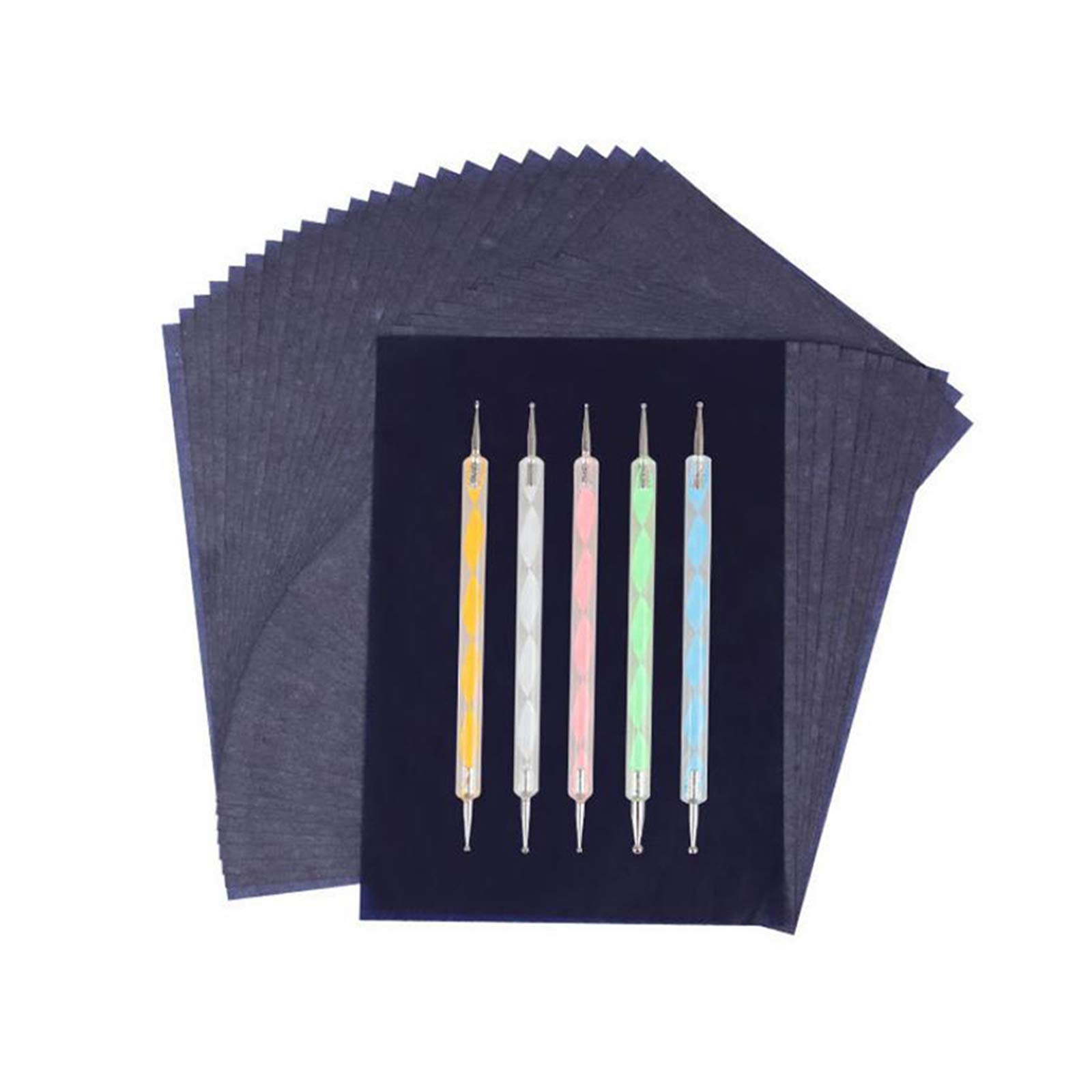 100 Sheets Carbon Copy Paper Graphite Transfer Tracing Paper with 5 Embossing Styluses - Blue Tracing Paper for Wood, Paper, Canvas & Crafts - Perfect for DIY Projects, Art Transfer, and Calligraphy Practice