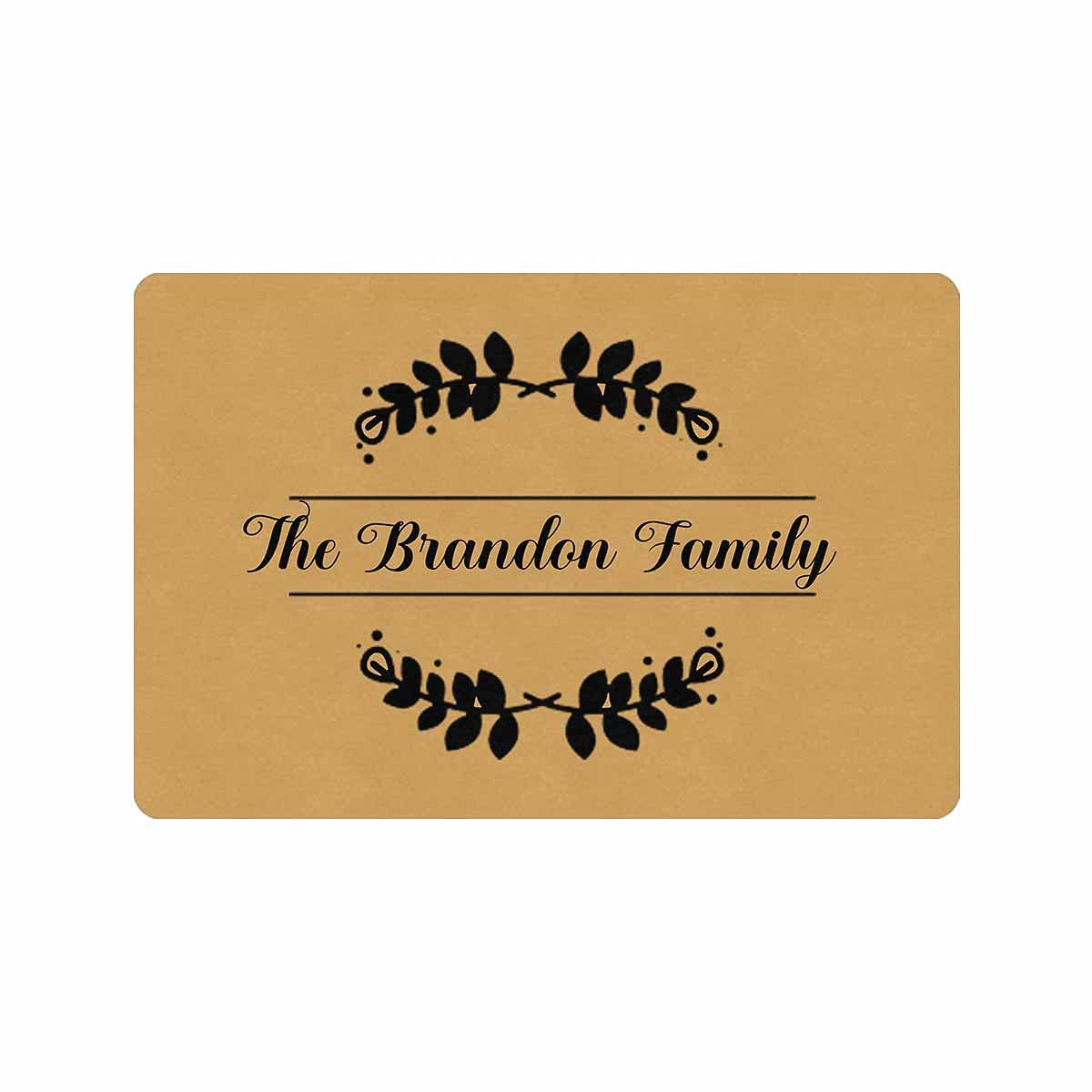 Personalized Custom Name Doormat 24x16 Inch - Non-Slip Rubber Entrance Mat for Indoor/Outdoor Use - Family Leaves Print Welcome Rug - Perfect for Front Door, Porch, Patio & Home Decor