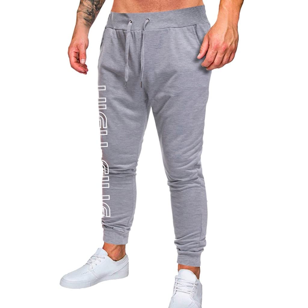 LIANGTUOHAI Men's Casual Long Pants - Breathable Outdoor Running Sports Pants with Drawstring Waist & Stylish Prints | Perfect for Jogging, Gym Workouts and Daily Wear
