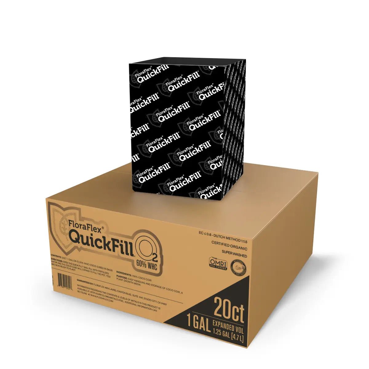 FloraFlex QUICKFILL O2 Expandable Coco Coir 1 Gallon (60% WHC) - Hydroponic Growing Medium for Indoor Plants, Seedlings & Cannabis Cultivation