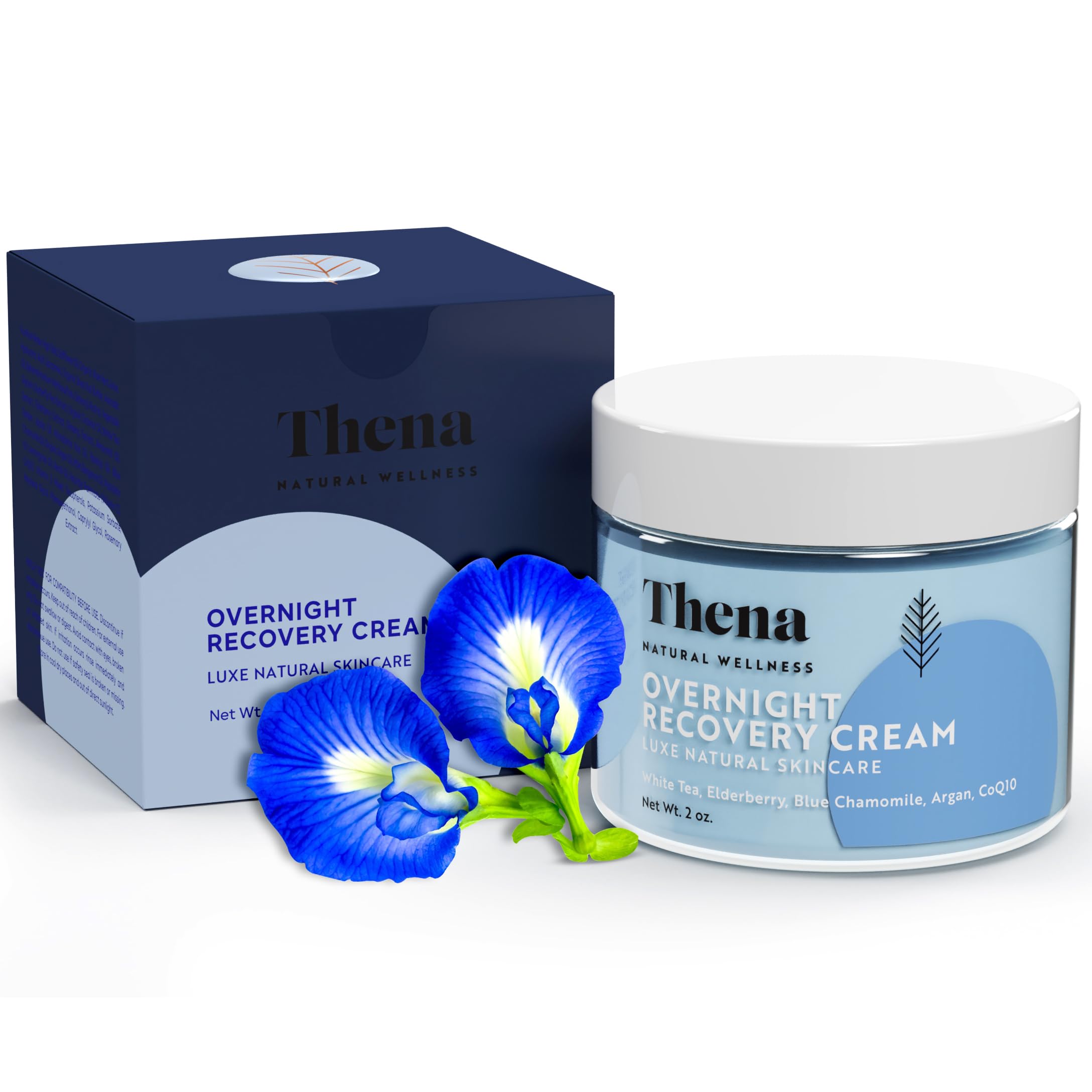 THENA Overnight Recovery Cream - Anti-Aging Night Face Moisturizer with Collagen for Women & Men | Organic & Natural Skincare | Deep Hydration & Wrinkle Reduction | Perfect for Nighttime Skin Repair & Rejuvenation