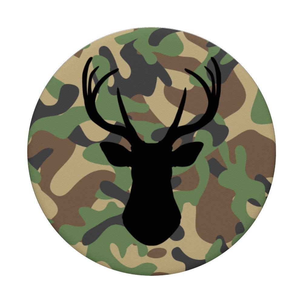 Black Deer Silhouette Hunting PopSockets Grip & Stand for iPhone, Samsung & Tablets - Perfect for Outdoor Adventures, Hunting Trips & Nature Lovers