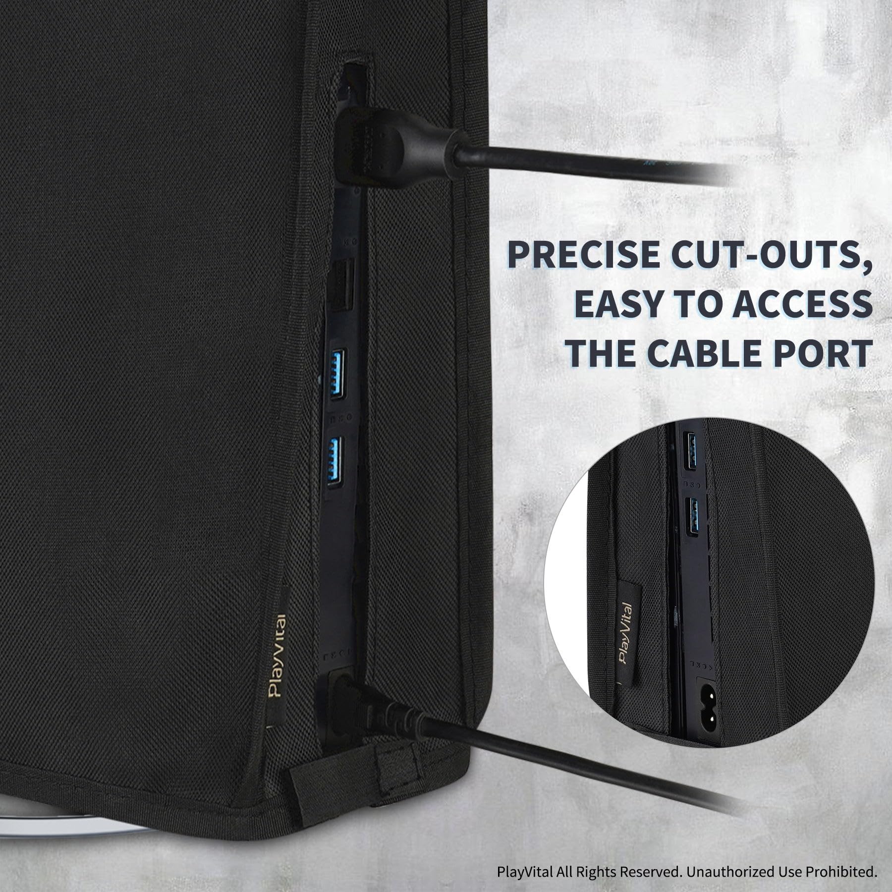 PlayVital Vertical Dust Cover for PS5 Slim Disc Edition (2023 New Smaller Design) - Nylon Dustproof & Waterproof Protector Sleeve for PlayStation 5 Slim Console - Black - Perfect for Gaming Setup Protection & Travel Storage