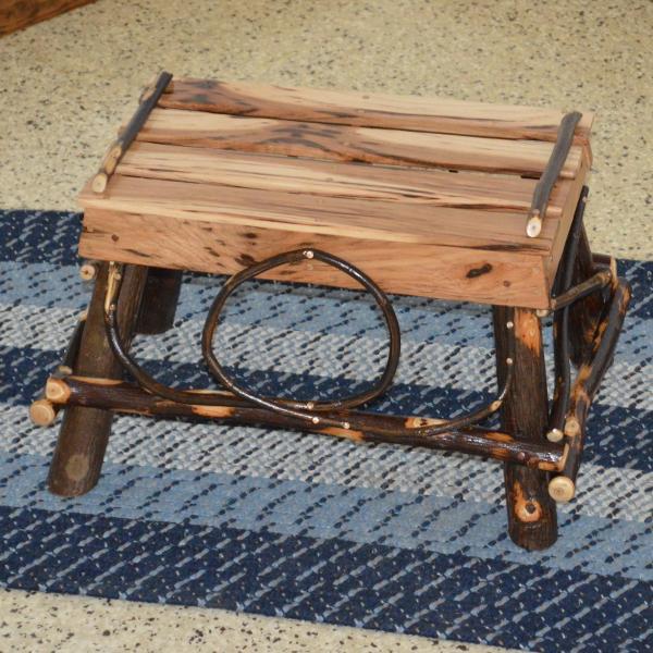 Premium Hickory Wood Foot Stool - Rustic Home Decor, Comfortable Ottoman for Living Room, Bedroom & Office - Handcrafted Solid Wood Furniture for Relaxing & Extra Seating