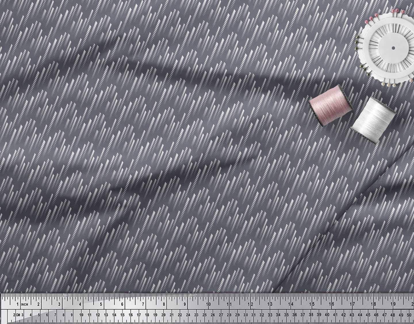 Soimoi Moss Georgette Brown Fabric by The Yard - 42 Inch Wide Diagonal Line Small Pattern Printed Fabric for Dresses, Blouses & Home Decor | Modern Chic Textile Material