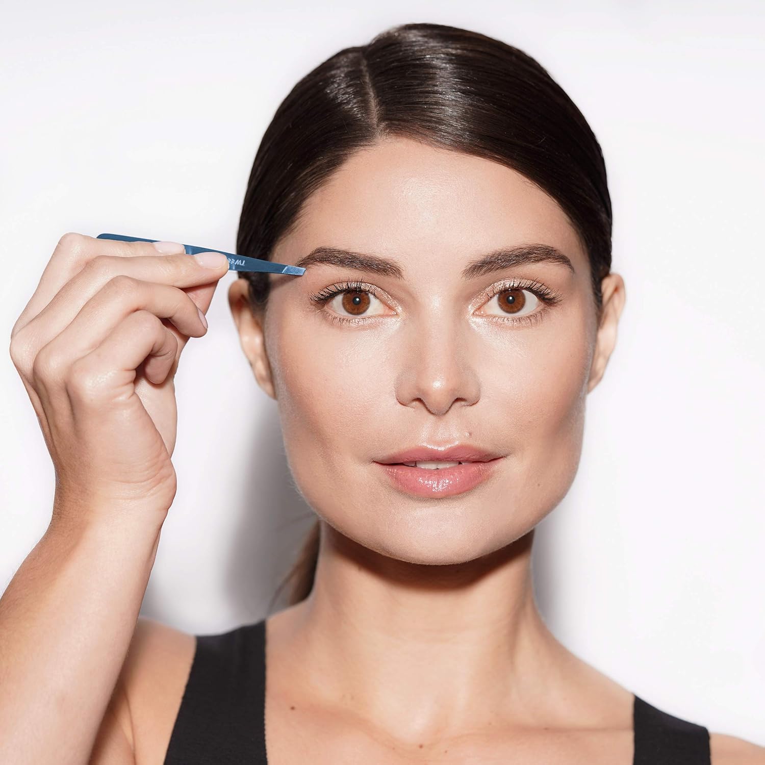 Tweezerman Slant Tweezer - Bell Bottom Blue | Precision Eyebrow & Facial Hair Tweezers | Perfect for Grooming, Makeup & Travel