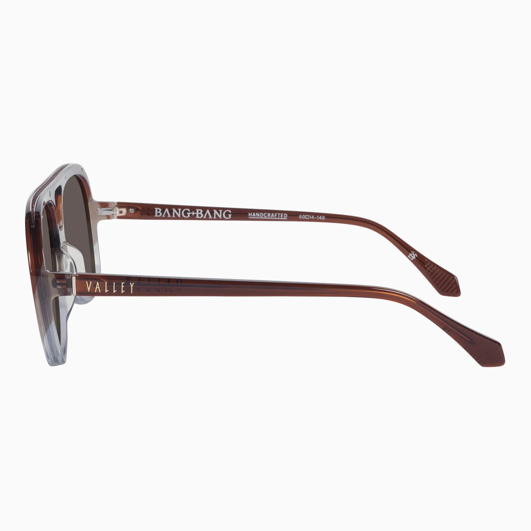 Bang Bang Transparent Chocolate Fade to Crystal Sunglasses with Gold Metal Frame & Brown Lenses - Perfect for Outdoor Activities and Fashion Accessories
