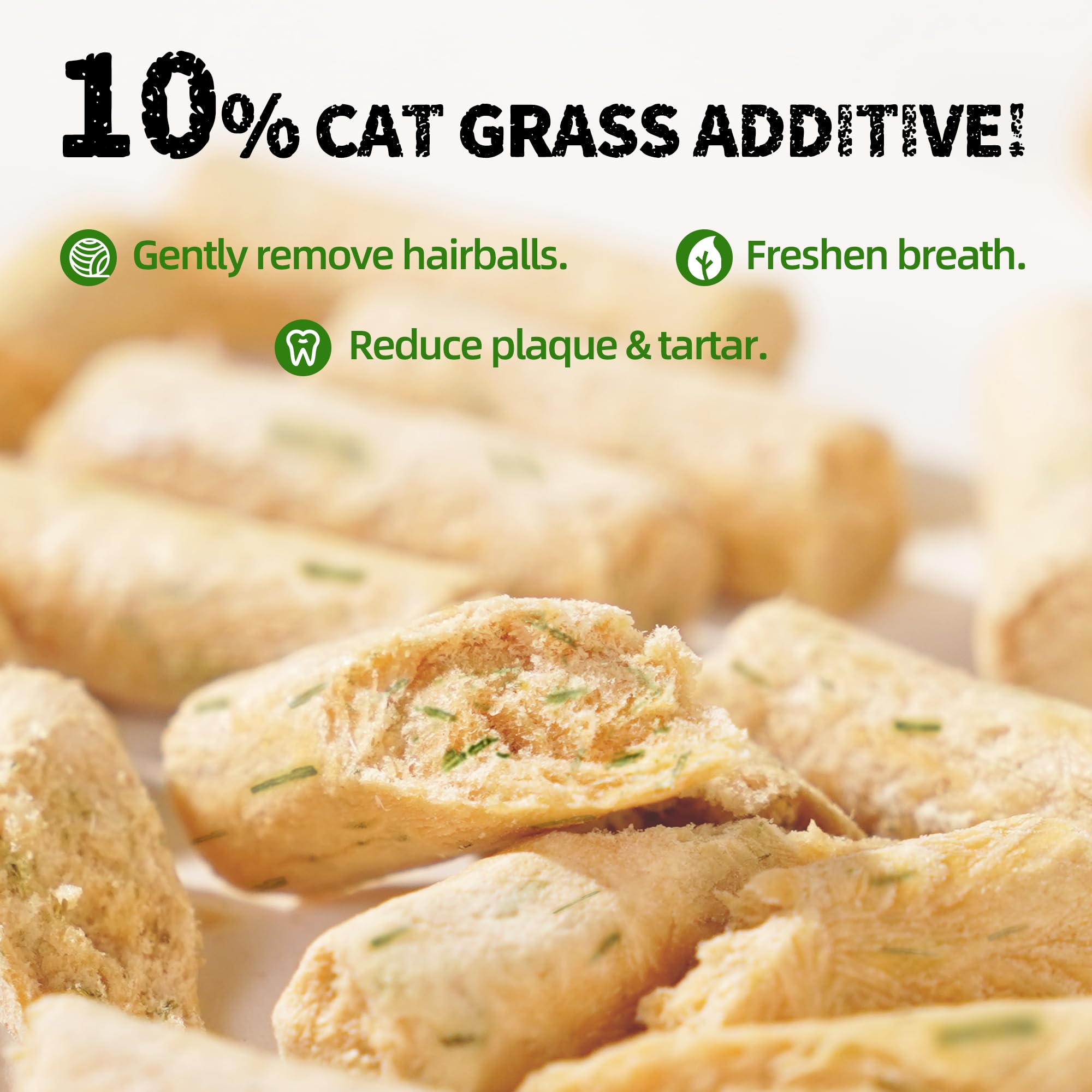 Freeze Dried Chicken Cat Treats 6.34oz - Healthy Training Snacks, Hairball Control & Teeth Cleaning for Indoor Cats - Perfect for Teething Kittens and Daily Reward Treats