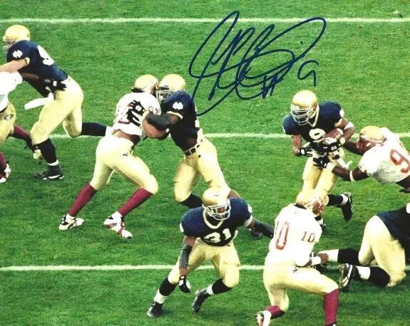 Jeff Burris Autographed 1993 Notre Dame vs FSU Touchdown Photo - 8x10 Collectible Sports Memorabilia for Football Fans and Home Decor