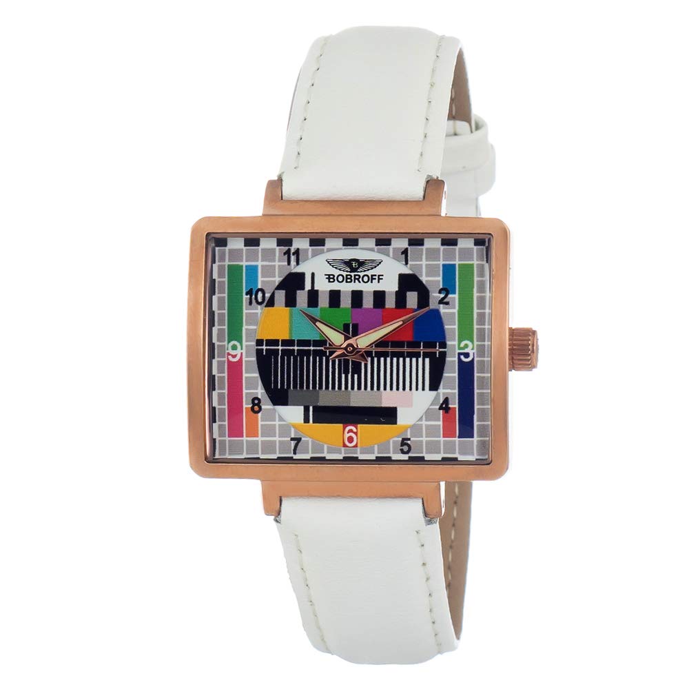 BOBROFF Women's Stainless Steel Watch with White Dial & Colorful Letters - Perfect for Office, Casual Wear & Everyday Fashion Accessories