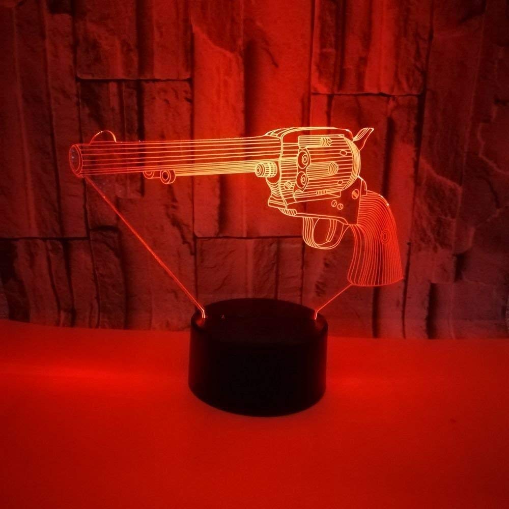 3D Pistol Night Light with 7 Color Changing LED, USB Touch Table Lamp - Perfect for Kids Room, Bedside Decor, Christmas & Valentines Day Gifts