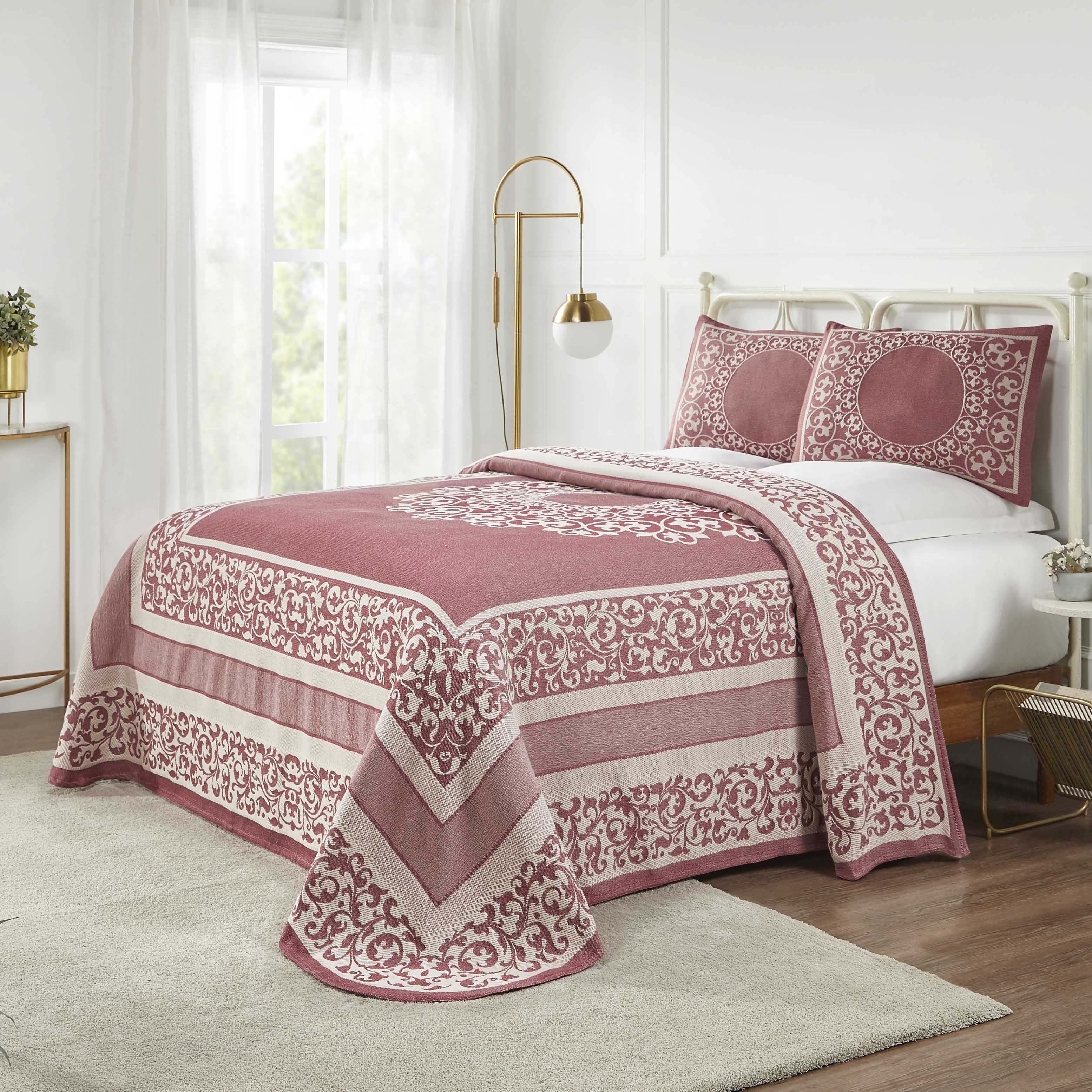 Boho Mandala Cotton Blend Woven Jacquard Bedspread Set - Queen Size, Soft & Breathable, Ethnic Home Decor for Bedroom, Living Room, Dorm or Yoga Studio