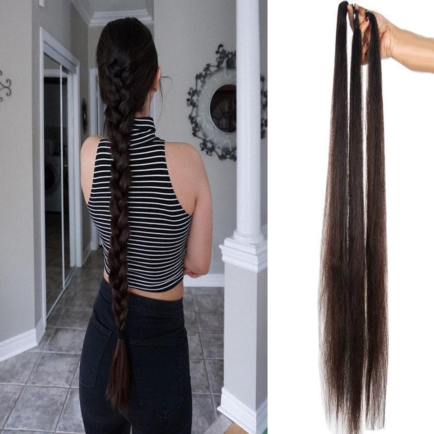 INAAYA Synthetic Hair Extension - Choti Parandi Hair Accessory for Women (Brown) | Perfect for Weddings, Parties & Ethnic Styling