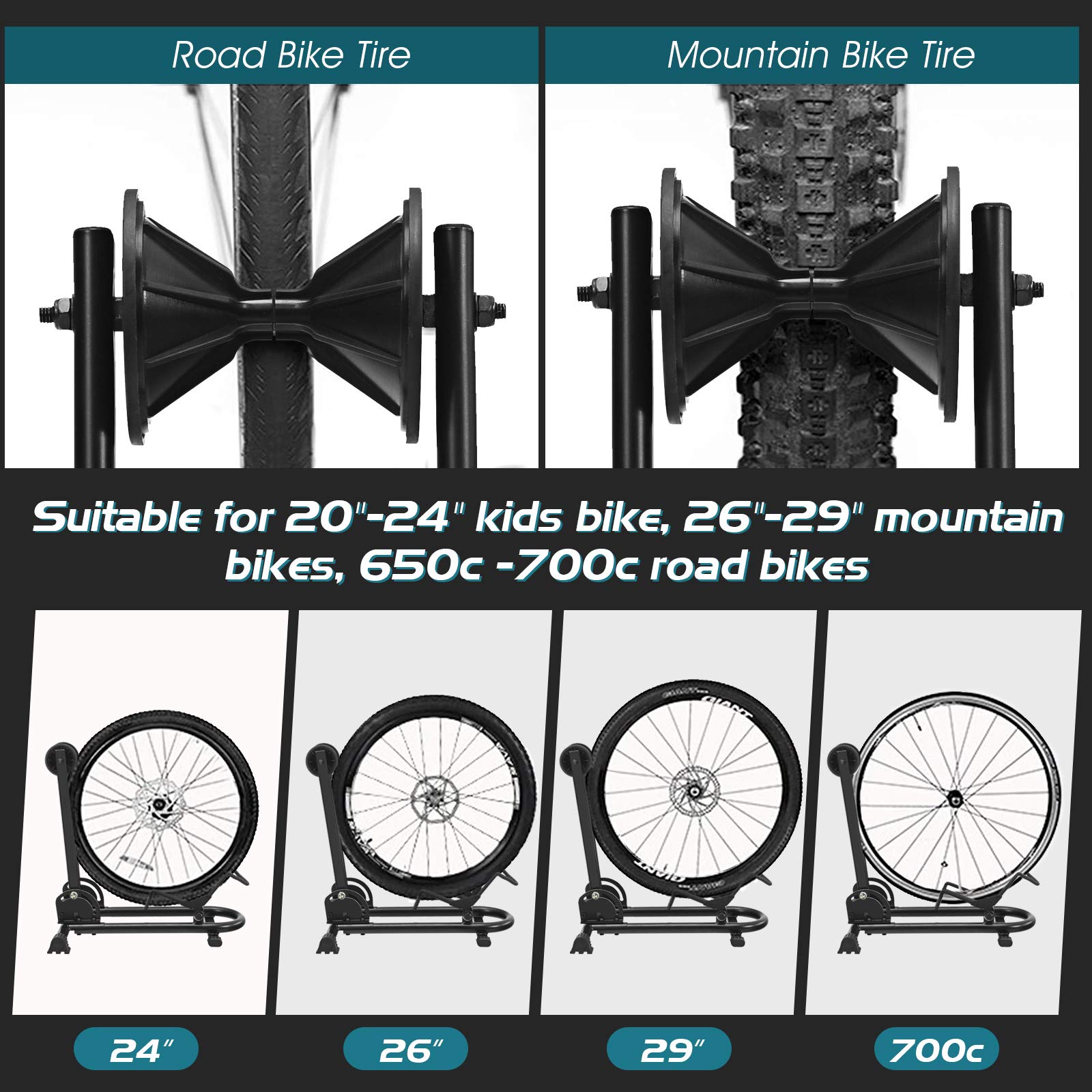 Goplus Foldable Bicycle Floor Stand - Heavy Duty Steel Bike Parking Rack for 20