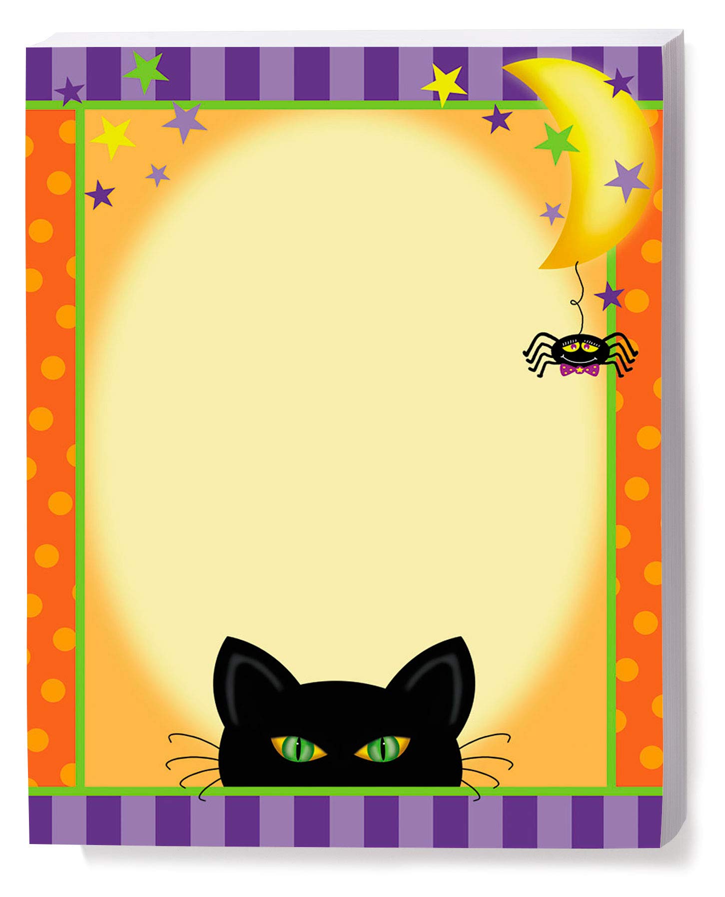 Halloween Wicked Kitten Spider Moon Fall Theme Stationery Set - 25 Sheets Premium Decorative Printer Paper (8.5 x 11) for Autumn Letters, Craft Projects & Seasonal Office Decor