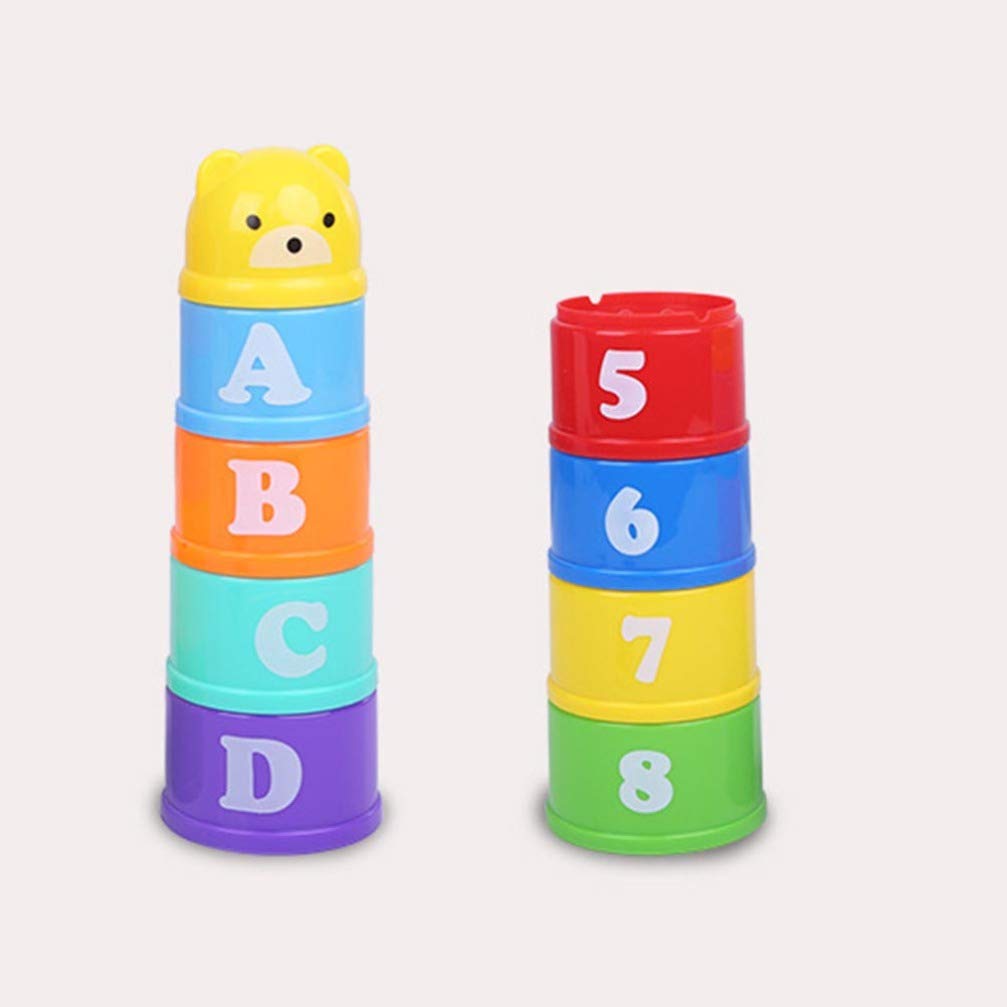 POPETPOP 9pcs Bird Stacking Cup Toys - Interactive Parrot Training & Chewing Toys for Parakeets, Cockatiels | Educational Cage Enrichment for Mental Stimulation & Playtime Fun