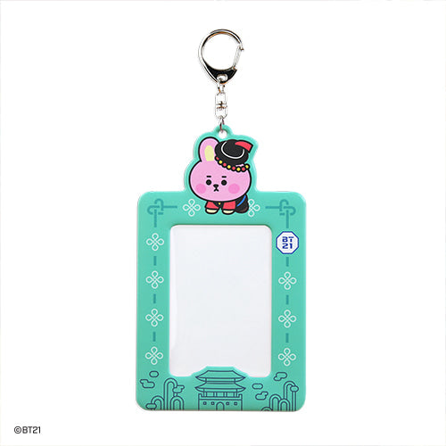 BT21 Hanbok Photocard Holder Keychain - Cute Cooky Character Korean Style Photo Card Accessory for BTS Fans, K-Pop Merch Collectors - Perfect for Keyrings, Backpacks, Gifts & Fan Meetings