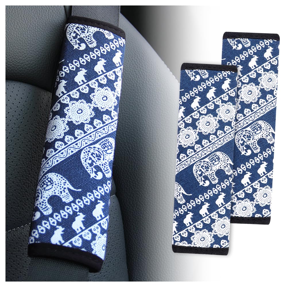 2PCS Boho Seat Belt Cover Pad - Universal Car Seatbelt Cushion for Shoulder Protection & Interior Decor, All Season Comfort for Kids & Adults - Perfect for Road Trips, Commuting and Long Drives (Seatbelt Cover-E)