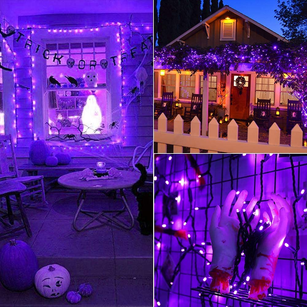 Brizled 2 Pack 60 LED Purple Halloween Fairy Lights + 100 LED 5MM Purple String Lights - Indoor Halloween Decorations for Party, Home, Yard & Outdoor Decor