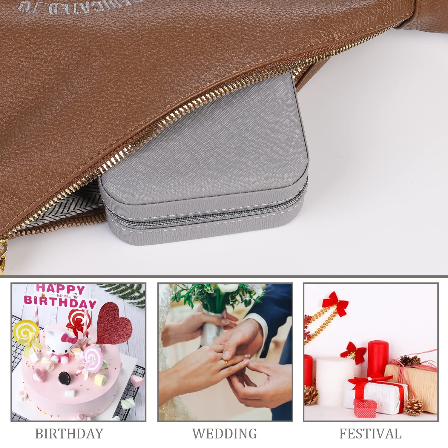 KElofoN Travel Jewelry Organizer Box for Women & Girls - Portable Jewelry Case with Mirror, Compact Jewelry Storage (Grey) - Perfect for Vacation, Business Trips & Daily Use