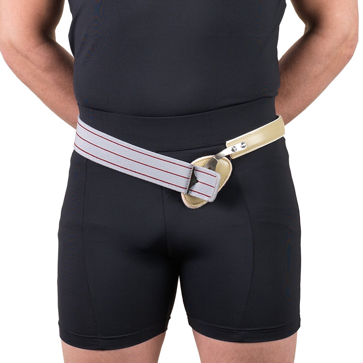 Hernia Truss with Single Spring & Scrotal Pad - Leather Support Belt with Adjustable Buckle for Left Side (42 Inch Hip) - Ideal for Daily Comfort, Post-Surgery Recovery & Active Lifestyle