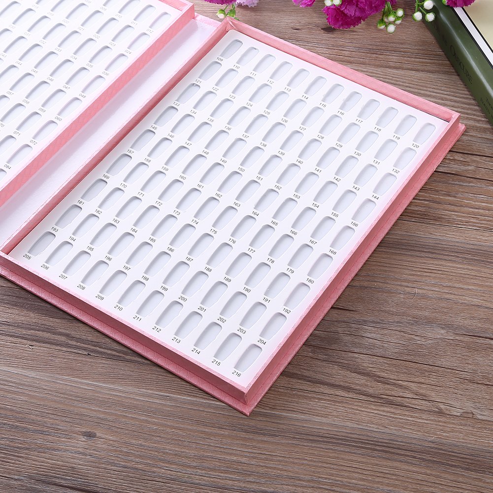 216 Colors Nail Polish Display Book - Professional Salon Nail Art Color Chart with Nail Tips (Pink) for Manicure, Pedicure & Nail Art Design - Perfect for Nail Technicians & DIY Enthusiasts
