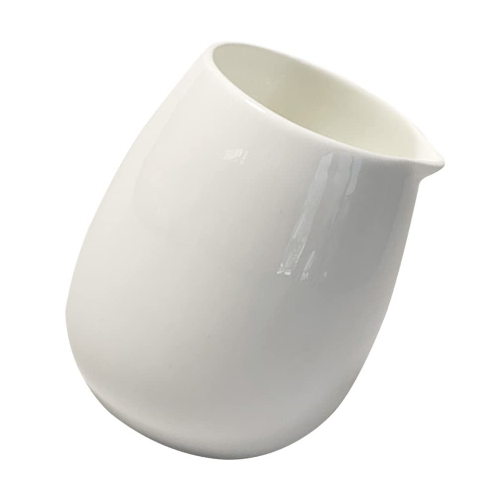 Premium White Glazed Porcelain Coffee Creamer Pitcher - Ceramic Milk Frothing Jug for Latte Art, Cappuccino & Coffee - Perfect for Home Baristas & Coffee Shops