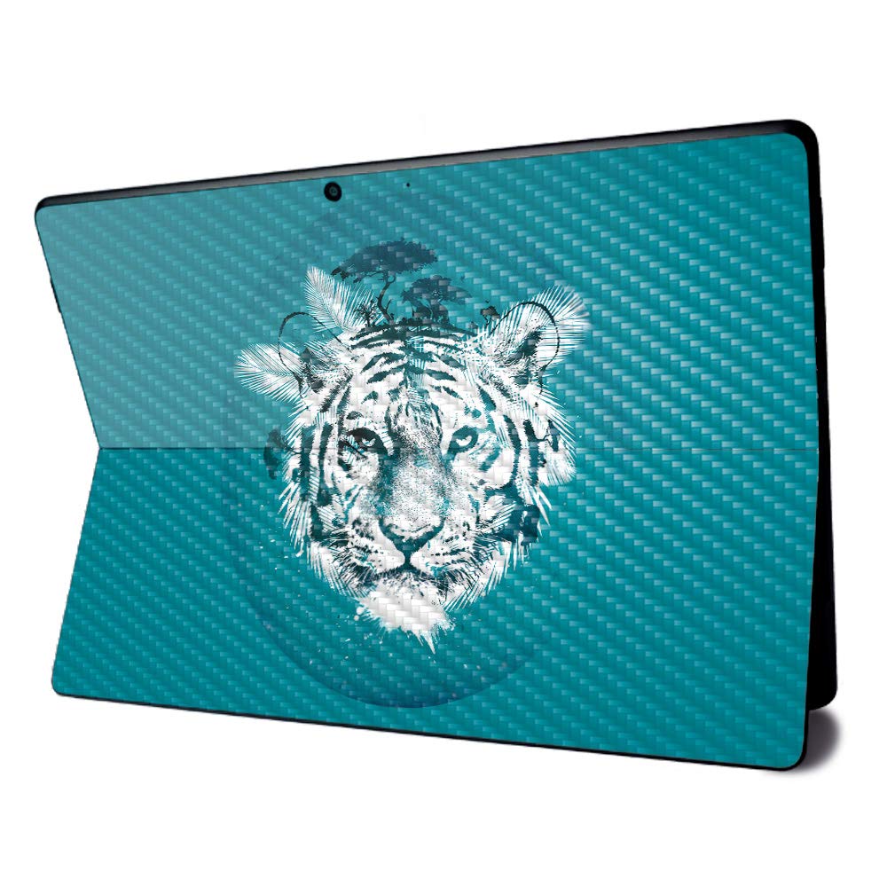 MightySkins White Tiger Carbon Fiber Skin for Microsoft Surface Pro X - Textured Protective Cover | Easy to Apply, Remove & Change Styles | Durable Made in USA Vinyl Wrap | Perfect for Work, Travel & Personalization