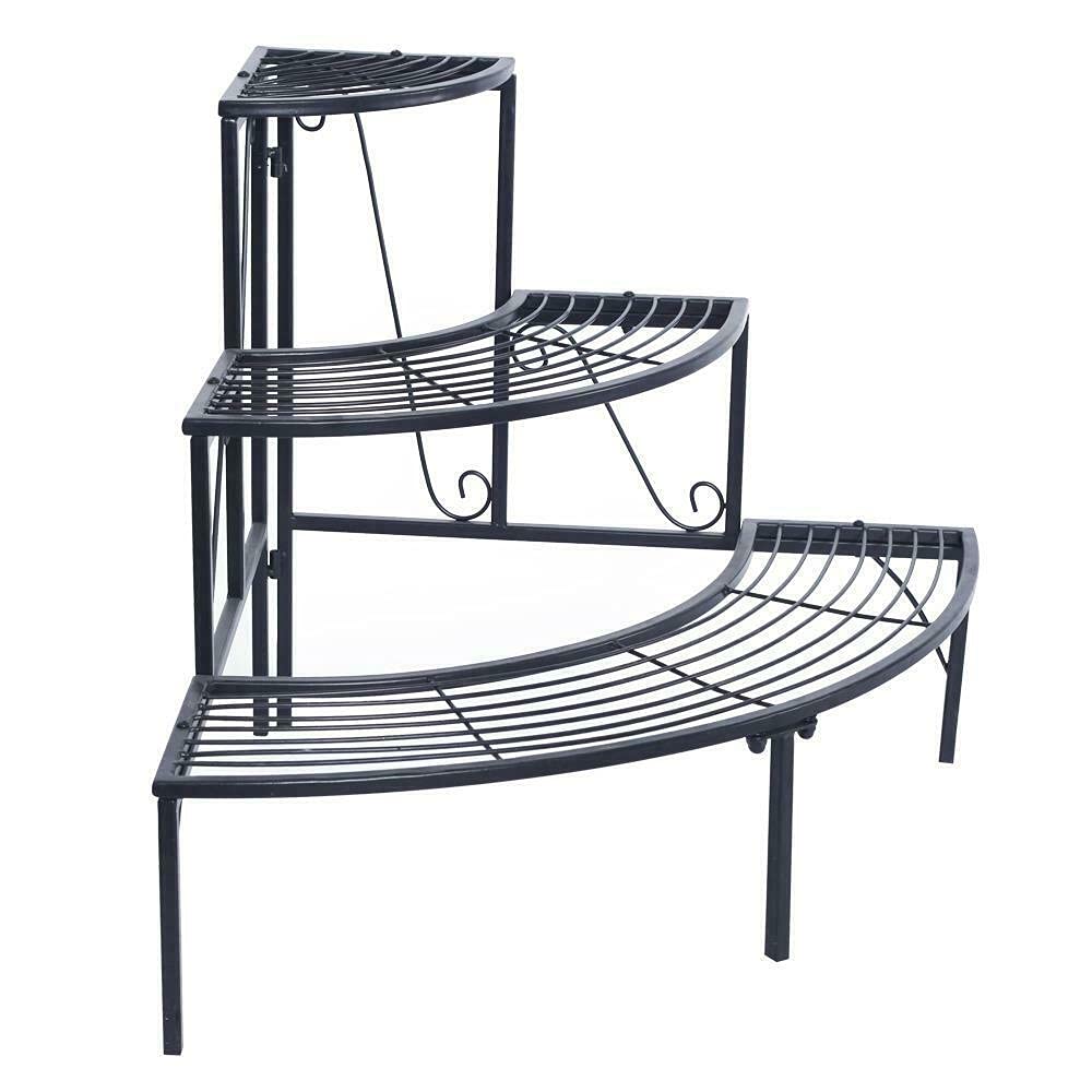 3 Tier Plant Stand - Sturdy Quarter Round Corner Shelf for Flower Pots, Indoor & Outdoor Plants - Perfect for Balcony, Patio, Living Room Decor