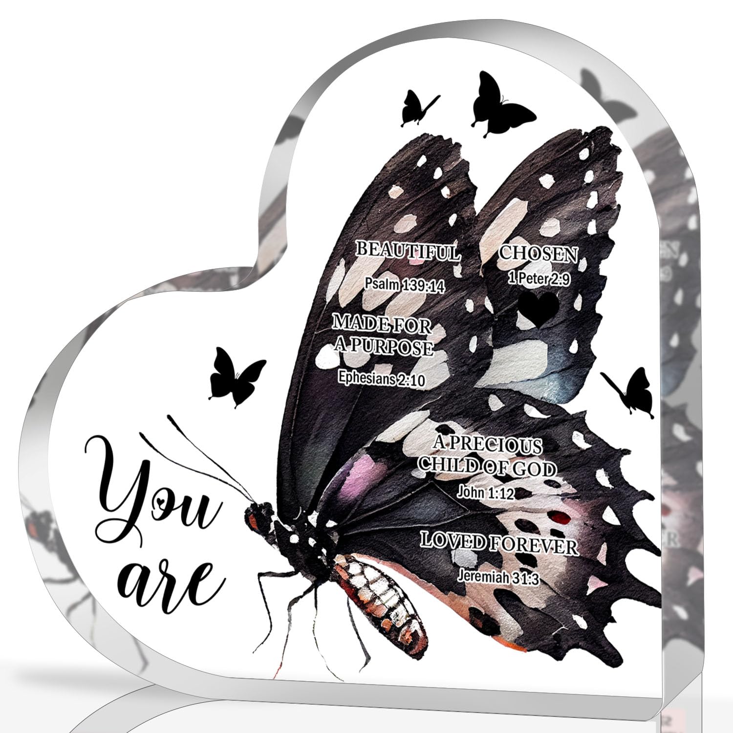 Christian Heart Acrylic Sign with Bible Verse - Inspirational Gift for Home & Office Decor