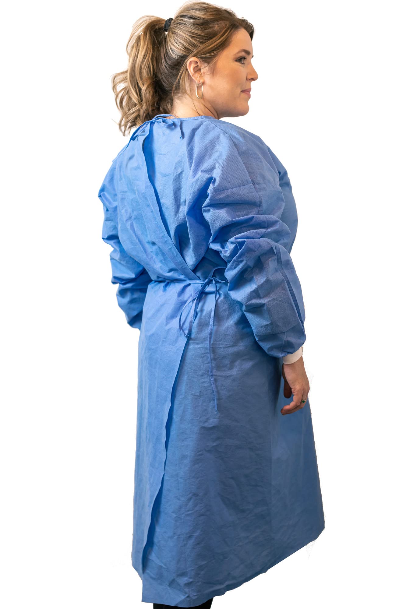 100-Pack Level 2 Disposable Isolation Gowns - SMS 35g, Fully Enclosed Design with Double Tie Neck & Waist, Knitted Cuffs, Blue, Unisex - Ideal for Medical, Dental, Laboratory & Healthcare Professionals