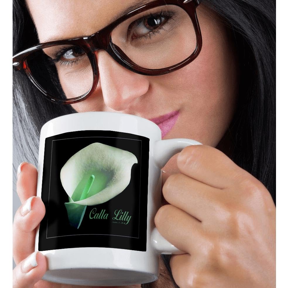 3D Rose Calla Lily Flowers Photography Ceramic Coffee Mug - 15 oz White Gift Mug for Tea, Coffee Lovers - Perfect for Home, Office, Gifts & Special Occasions