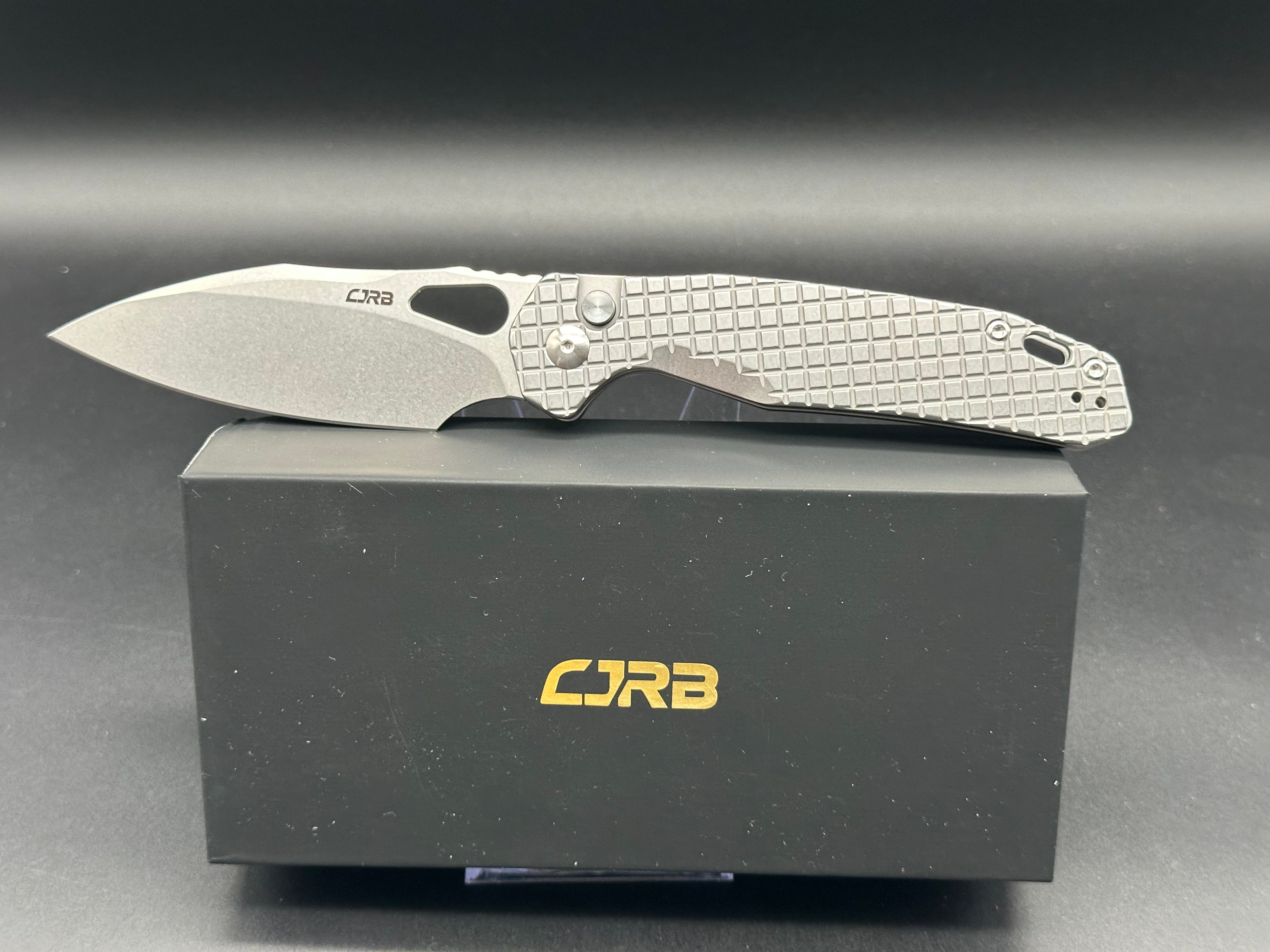 CJRB Frack Pocket Knife - Stainless Steel Handle, AR-RPM9 Blade, Button Lock (Model J1931 FST) - EDC, Camping, Hiking & Outdoor Survival Tool