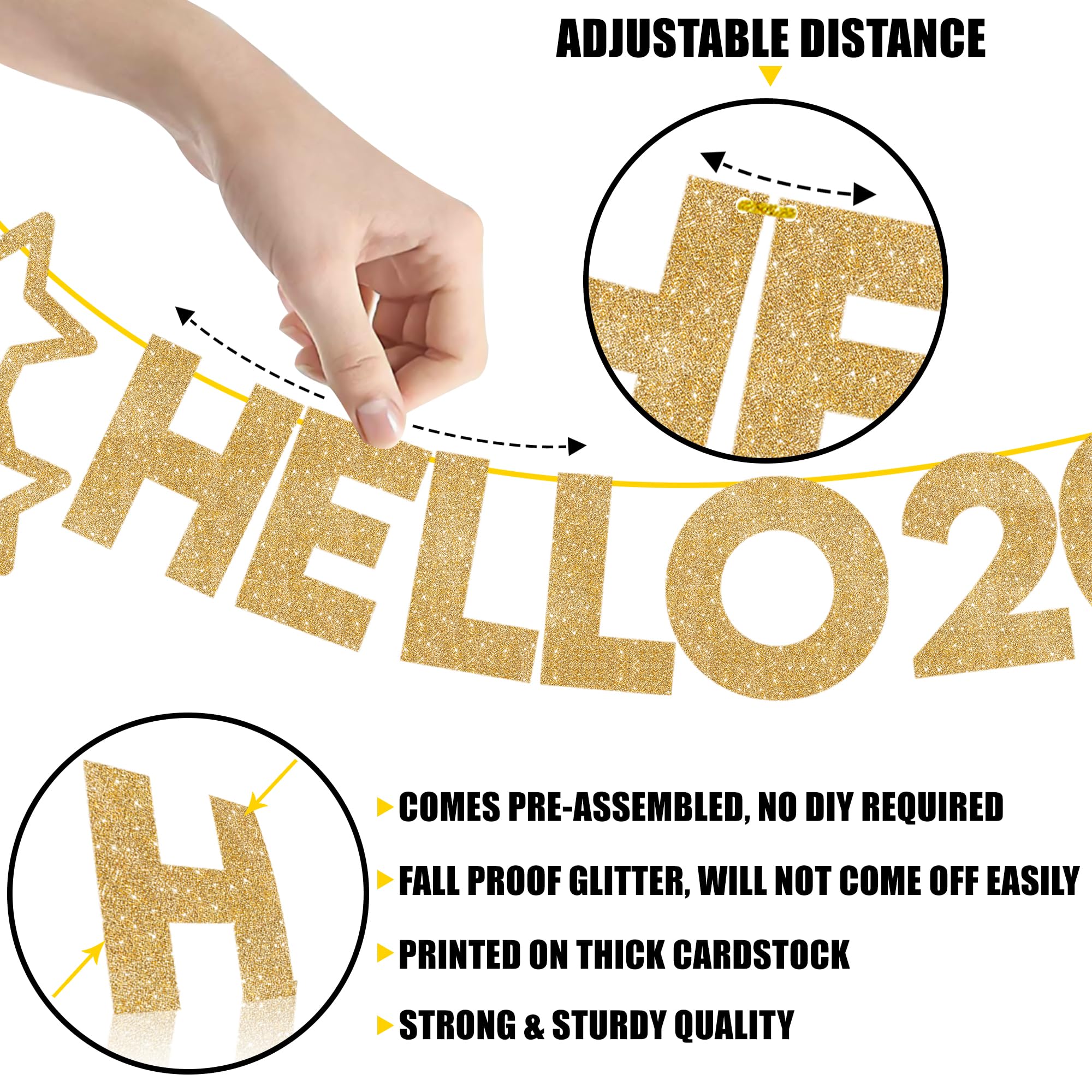 KatchOn 10ft Happy New Year 2025 Banner - No DIY Required | Premium NYE Party Decorations for 2025 New Year's Eve Celebration | Perfect for Home, Office & Holiday Party Decor | New Years Banner, NYE Decor 2025
