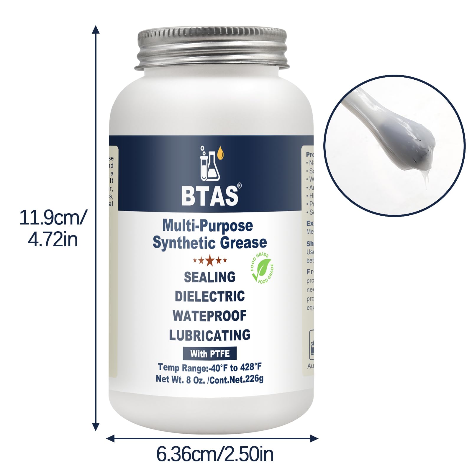 Dielectric Grease for Automotive Electrical Connectors - 8 oz PTFE Silicone Paste for Car Battery Terminals, Spark Plug Boots & Marine Electronics - Prevents Corrosion & Improves Conductivity - Ideal for Vehicle Maintenance & Marine Electrical Protection