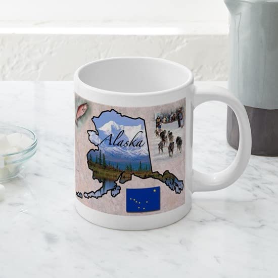 Alaska Map Design 20 oz Ceramic Coffee Mug - Large Insulated Travel Mug for Hot & Cold Drinks - Perfect for Home, Office, Camping Gifts